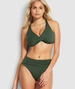 Cheapest 🧨 Seafolly Ladies High Waist Wrap Front Pant Ivy 👍