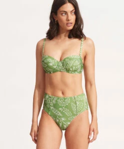 Coupon 🎁 Seafolly Ladies Folklore High Waisted Pant Green tea 👍
