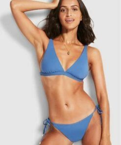 Flash Sale 👍 Seafolly Ladies Hipster Tie Side Marina blue 😀