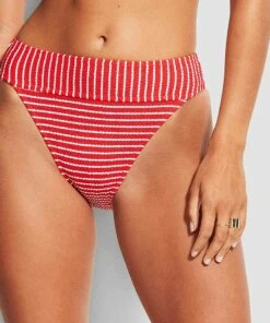 Promo 🎉 Seafolly Ladies Seaside Stripe Banded Hi Rise Pant Chilli red ✔️ -Seafolly Sales Shop 40661 894 Chilli2520Red 4