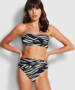Best Sale ✨ Seafolly Ladies Skin Deep Roll Top Rio Pant Black 🧨