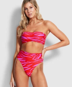 Best Pirce 🌟 Seafolly Ladies Skin Deep Roll Top Rio Pant Mandarin red 😀