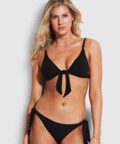 Flash Sale 🛒 Seafolly Ladies Riviera Hipster Tie Side Pant Black ⌛