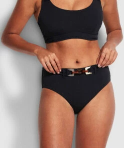 Coupon 😀 Seafolly Ladies Belize Wide Side Retro Black 👏 -Seafolly Sales Shop 40679 927 Black 3