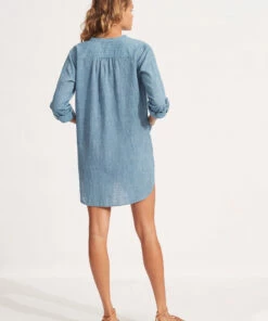 Promo 👍 Seafolly Boyfriend Beach Shirt Chambray 💯 -Seafolly Sales Shop 52815 TO Chambray 3