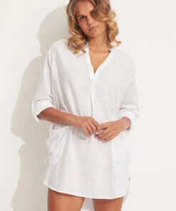 Flash Sale ✔️ Seafolly Boyfriend Beach Shirt White 👏