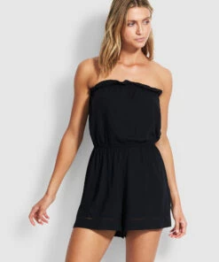 Best Pirce ✔️ Seafolly Beach Basics Pull On Playsuit Black 🔥