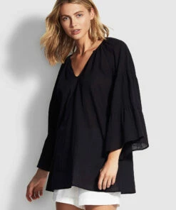 Best reviews of 🤩 Seafolly Tiered Sleeve Cover Up Black 💯