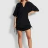 Flash Sale ✔️ Seafolly Crinkle Cotton Cover Up Black 🔥