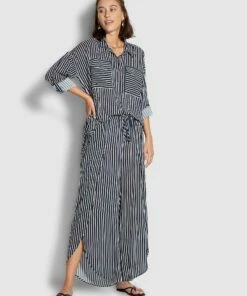 Hot Sale 🛒 Seafolly Ladies Stripe Wrap Pant Navy stripe 👍