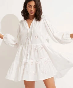 Best deal 🤩 Seafolly Embroidery Tiered 👗 Dress White 🤩