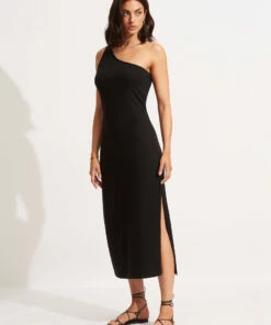 Cheap 💯 Seafolly Ladies Jersey One Shoulder Midi 👗 Dress Black 🛒 -Seafolly Sales Shop 54229 DR Black 3