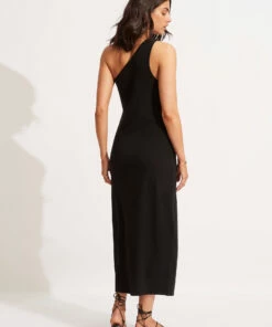 Cheap 💯 Seafolly Ladies Jersey One Shoulder Midi 👗 Dress Black 🛒 -Seafolly Sales Shop 54229 DR Black 4