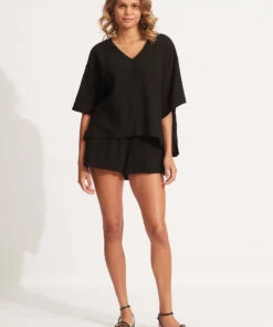 New 💯 Seafolly Ladies Double Cloth Short Black 💯