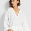 Hot Sale 🎁 Seafolly Ladies Beach Edit Harbour Linen Top White 🧨
