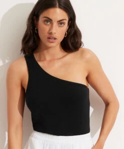 Best deal ⭐ Seafolly Ladies Jersey One Shoulder Top Black 👍