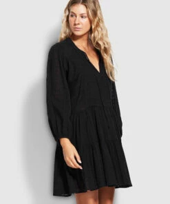 Buy 🤩 Seafolly Ladies Drifter Tiered 👗 Dress Black 👍 -Seafolly Sales Shop 54511 DR Black 3