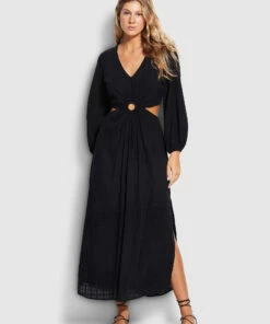 Budget ⌛ Seafolly Ladies Drifter Cut Out 👗 Dress Black 🛒