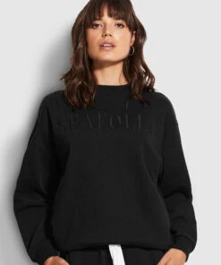 Coupon 👍 Seafolly Ladies Seafolly Originals Crew Sweat Black 🎁