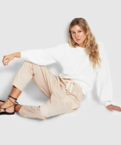 New ✨ Seafolly Ladies Taper Poplin Pant Beige 😍