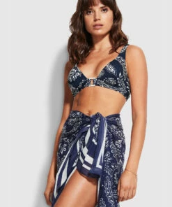 Best Pirce ⭐ Seafolly Ladies Folklore Pareo True navy 💯