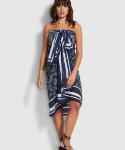 Best Pirce ⭐ Seafolly Ladies Folklore Pareo True navy 💯 -Seafolly Sales Shop 54602 SG True2520Navy 3