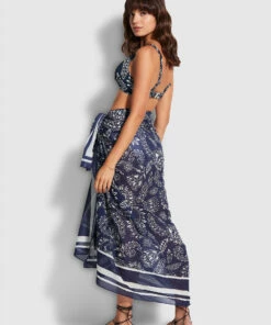 Best Pirce ⭐ Seafolly Ladies Folklore Pareo True navy 💯 -Seafolly Sales Shop 54602 SG True2520Navy 6