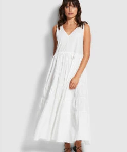 Cheapest 😍 Seafolly Ladies Cotton Poplin Maxi 👗 Dress White 👍