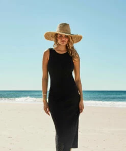 Hot Sale 🧨 Seafolly Ladies Dreamcatcher Crochet Cover Up Slip 👗 Dress Black 👏