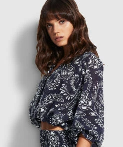 Budget π Seafolly Ladies Folklore Crop Shirt True navy π 8 Budget π Seafolly Ladies Folklore Crop Shirt True navy π -Seafolly Sales Shop 54614 TO True2520Navy 3