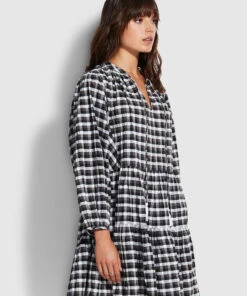 Top 10 🤩 Seafolly Ladies Gingham Tier 👗 Dress Black 🧨 -Seafolly Sales Shop 54636 DR Black 3