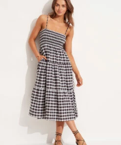 Budget β€οΈ Seafolly Ladies Gingham Maxi π Dress Black βοΈ