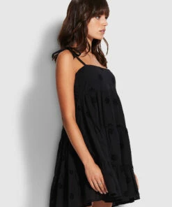 Best Pirce 🎉 Seafolly Ladies Embroidery Tier 👗 Dress Black 🔔 9 Best Pirce 🎉 Seafolly Ladies Embroidery Tier 👗 Dress Black 🔔 -Seafolly Sales Shop 54657 DR Black 3
