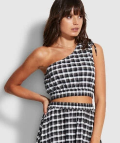 Wholesale 🔔 Seafolly Ladies Gingham Crop Top Black 💯 -Seafolly Sales Shop 54659 TO Black 4