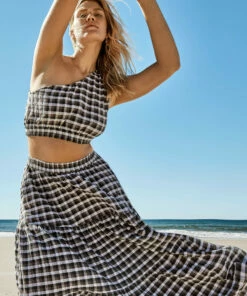 Wholesale 😍 Seafolly Ladies Gingham Tiered Skirt Black 🔥