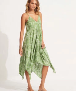 Coupon 🎉 Seafolly Ladies Folklore Scarf 👗 Dress Green tea 🤩 -Seafolly Sales Shop 54742 DR Green2520Tea 3