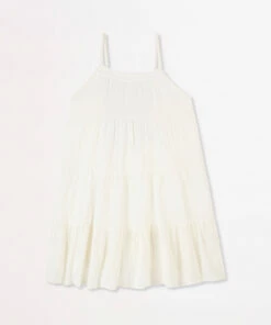 Outlet 🧨 Seafolly Girls Portofino Girls Sleeveless Tiered 👗 Dress White ⭐