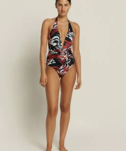 Budget 🤩 Jets Casa Lucia Plunge Halter One Piece Desert red/black 👏