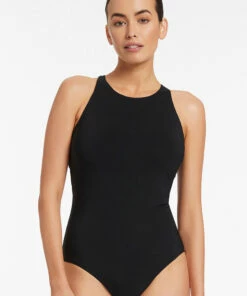 Deals 🎉 JETSET High Neck Cross Back DD/E One Piece Black ✨