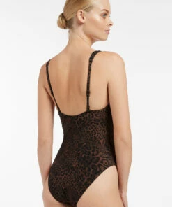 Cheapest 🎁 Jets Pantera Square Neck One Piece Chocolate 🔔 -Seafolly Sales Shop J10921 Chocolate 4