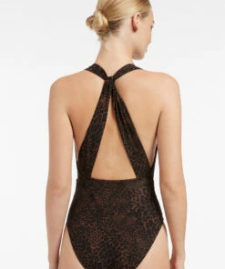 Discount ✨ Jets Pantera Plunge Loop Back One Piece Chocolate 👍 -Seafolly Sales Shop J10922 Chocolate 4