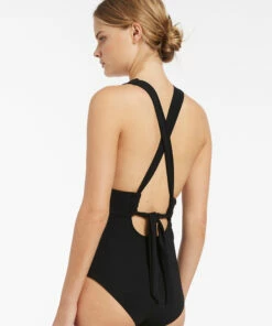 Best reviews of 🔔 Jetset Plunge Tie Back One Piece Black 👍 -Seafolly Sales Shop J10939 BLK 5