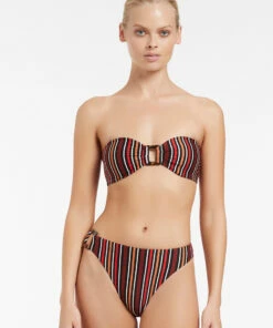 Promo 🎉 Jets Bedouin Stripe High Legline 👙 Bikini Bottom Black 👏