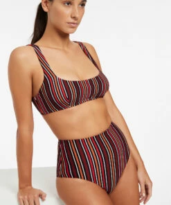 Cheapest 👏 Jets Bedouin Stripe C/D Underwire 👙 Bikini Top Black 🔔