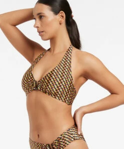Cheapest 🛒 Jets Nomadic Lights D/DD Trim Halter 👙 Bikini Top Citron 👏 -Seafolly Sales Shop J40319D DD Citron 3