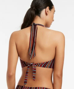 Budget ⭐ Jets Bedouin Stripe D/DD Halter 👙 Bikini Top Black 👏 8 Budget ⭐ Jets Bedouin Stripe D/DD Halter 👙 Bikini Top Black 👏 -Seafolly Sales Shop J40323D DD BLK 4