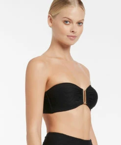 Discount 🔔 Jets Rio Bandeau Top Black 😍 -Seafolly Sales Shop J40357 BLK 3