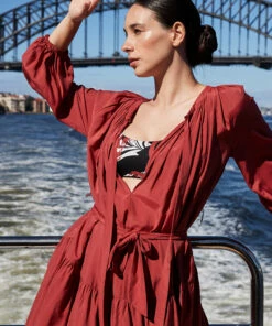 Coupon 👏 Jets Casa Lucia Bell Sleeve Kaftan Desert red 💯