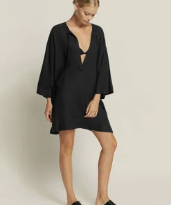 Budget 👍 Jetset Wide Sleeve Kaftan Black 💯