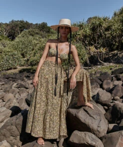 New β Jets Majorelle Maxi Wrap Front Skirt Olive π